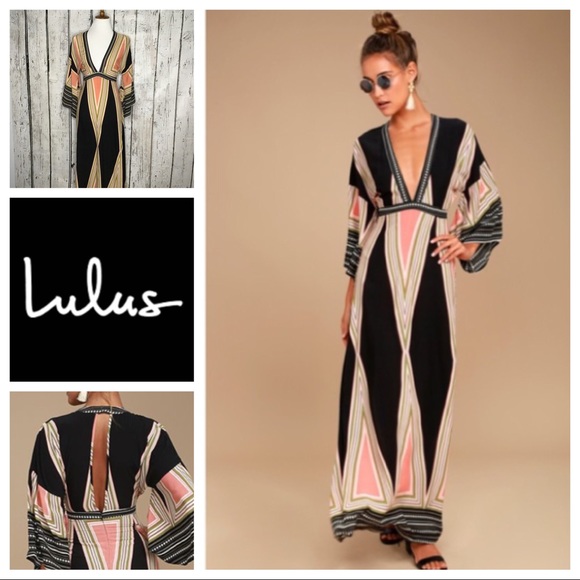 Lulus Dresses & Skirts - Lulus Montecito print boho black maxi dress sz XS